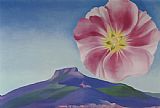 Georgia O'keeffe Canvas Paintings - Hollyhock Pink With Pedernal 1937